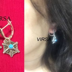 Silver Blue Earrings Semi Precious New